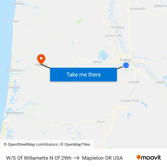 W/S Of Willamette N Of 29th to Mapleton OR USA map