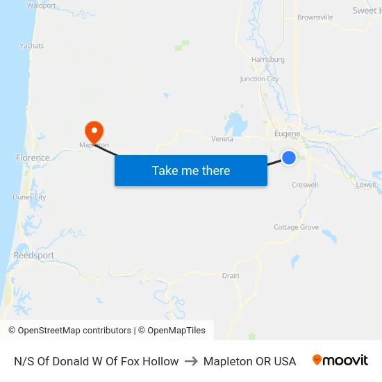 N/S Of Donald W Of Fox Hollow to Mapleton OR USA map