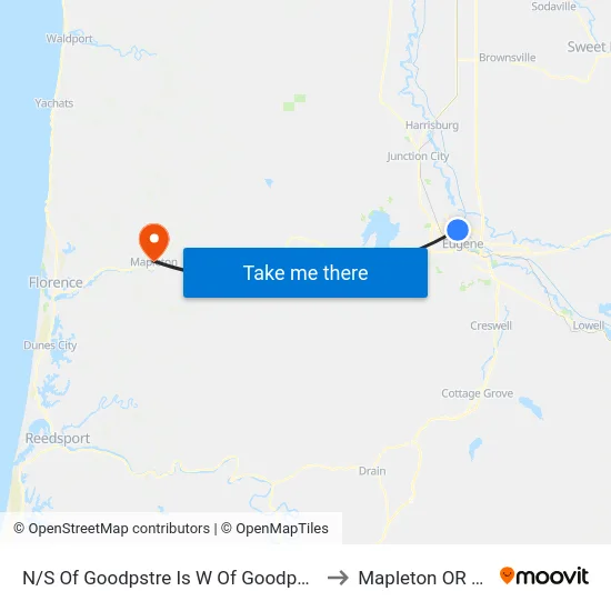 N/S Of Goodpstre Is W Of Goodpstre Lp to Mapleton OR USA map
