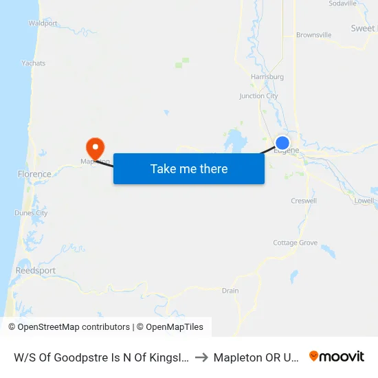 W/S Of Goodpstre Is N Of Kingsley to Mapleton OR USA map