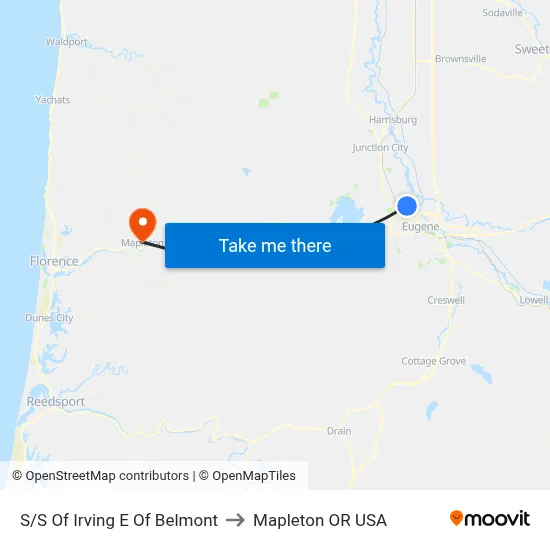 S/S Of Irving E Of Belmont to Mapleton OR USA map