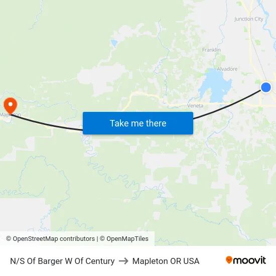 N/S Of Barger W Of Century to Mapleton OR USA map