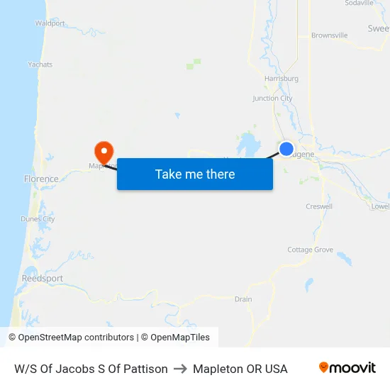 W/S Of Jacobs S Of Pattison to Mapleton OR USA map