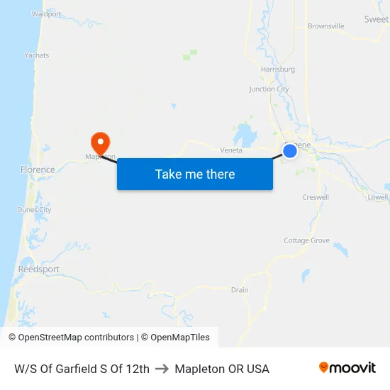 W/S Of Garfield S Of 12th to Mapleton OR USA map