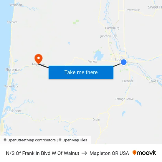 N/S Of Franklin Blvd W Of Walnut to Mapleton OR USA map