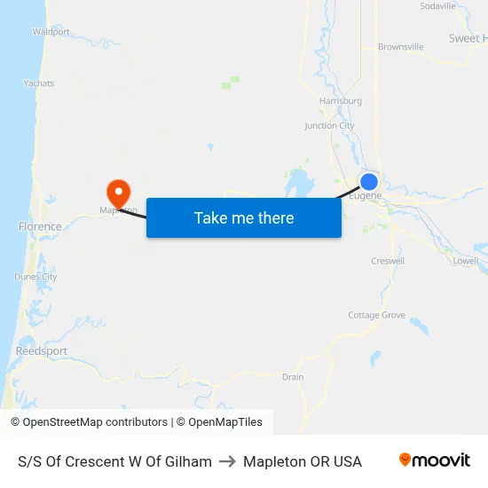 S/S Of Crescent W Of Gilham to Mapleton OR USA map
