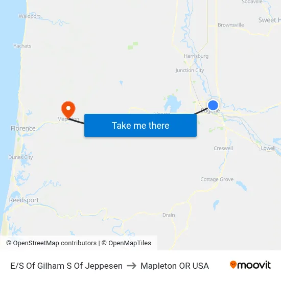 E/S Of Gilham S Of Jeppesen to Mapleton OR USA map