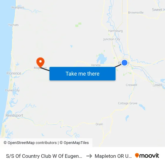 S/S Of Country Club W Of Eugene Cc to Mapleton OR USA map