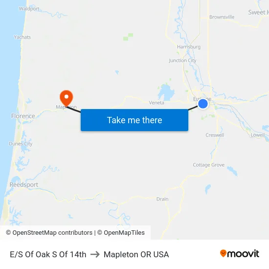 E/S Of Oak S Of 14th to Mapleton OR USA map