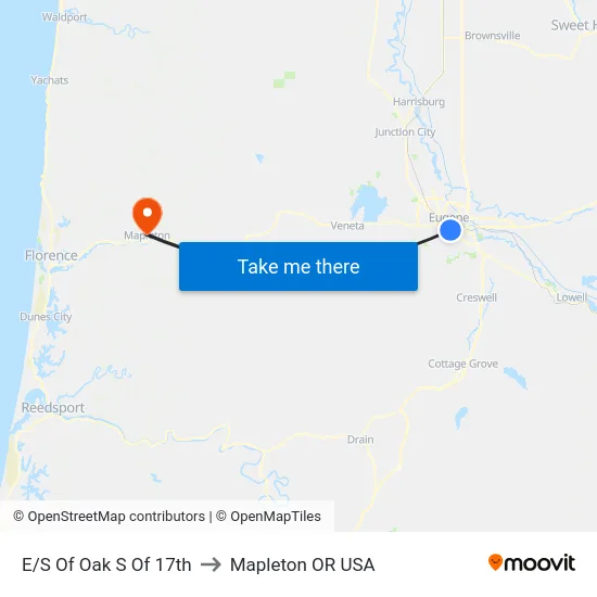 E/S Of Oak S Of 17th to Mapleton OR USA map
