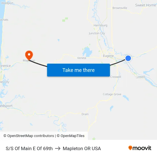 S/S Of Main E Of 69th to Mapleton OR USA map