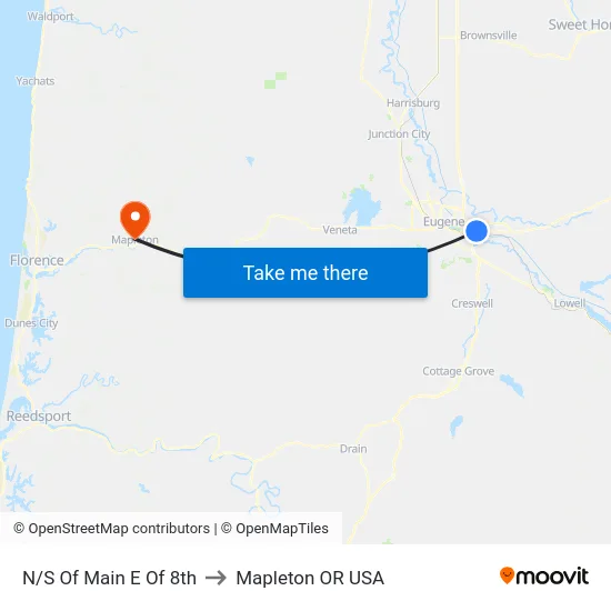 N/S Of Main E Of 8th to Mapleton OR USA map
