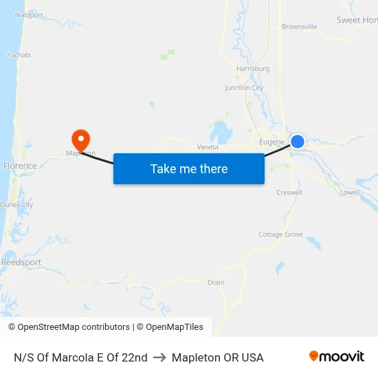 N/S Of Marcola E Of 22nd to Mapleton OR USA map