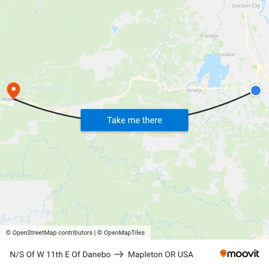 N/S Of W 11th E Of Danebo to Mapleton OR USA map