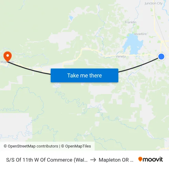 S/S Of 11th W Of Commerce (Walmart) to Mapleton OR USA map