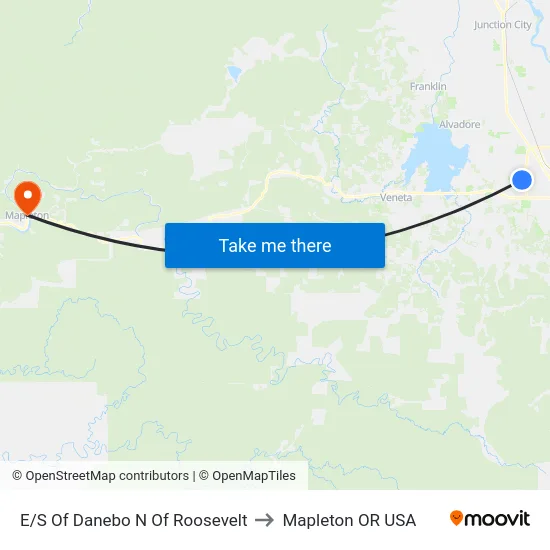 E/S Of Danebo N Of Roosevelt to Mapleton OR USA map