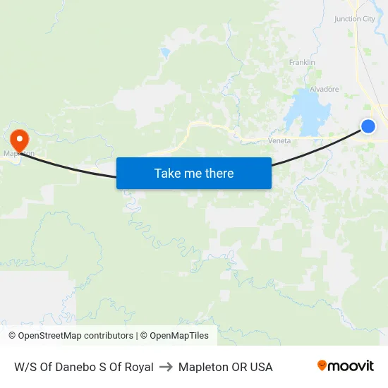 W/S Of Danebo S Of Royal to Mapleton OR USA map
