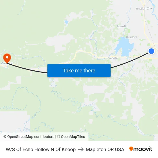W/S Of Echo Hollow N Of Knoop to Mapleton OR USA map