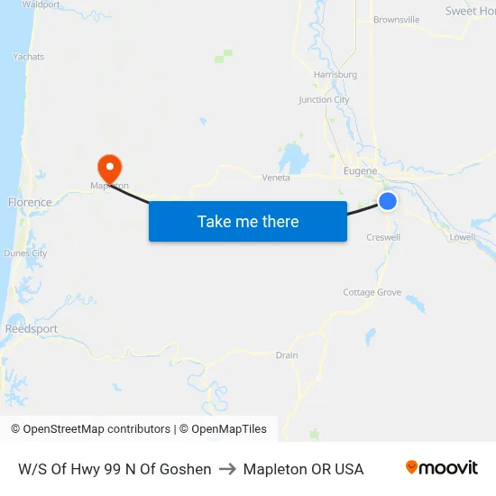W/S Of Hwy 99 N Of Goshen to Mapleton OR USA map