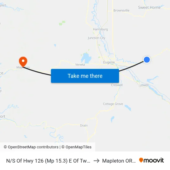 N/S Of Hwy 126 (Mp 15.3) E Of Twin Firs Rd to Mapleton OR USA map