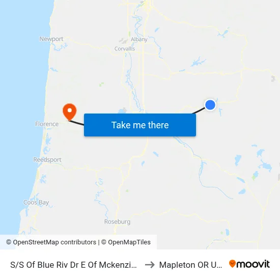 S/S Of Blue Riv Dr E Of Mckenzie St to Mapleton OR USA map