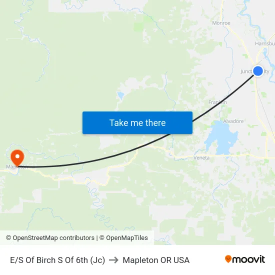 E/S Of Birch S Of 6th (Jc) to Mapleton OR USA map