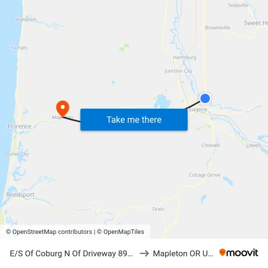 E/S Of Coburg N Of Driveway 89925 to Mapleton OR USA map