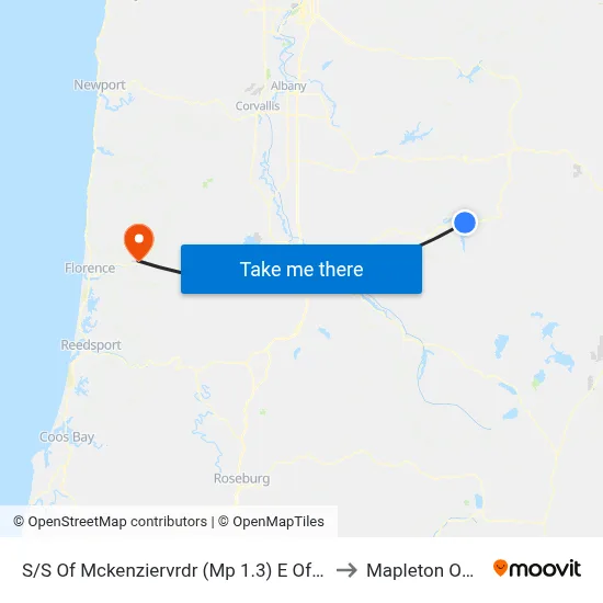 S/S Of Mckenziervrdr (Mp 1.3) E Of Mill Crk Br to Mapleton OR USA map