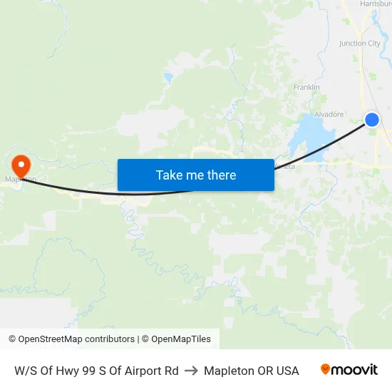 W/S Of Hwy 99 S Of Airport Rd to Mapleton OR USA map