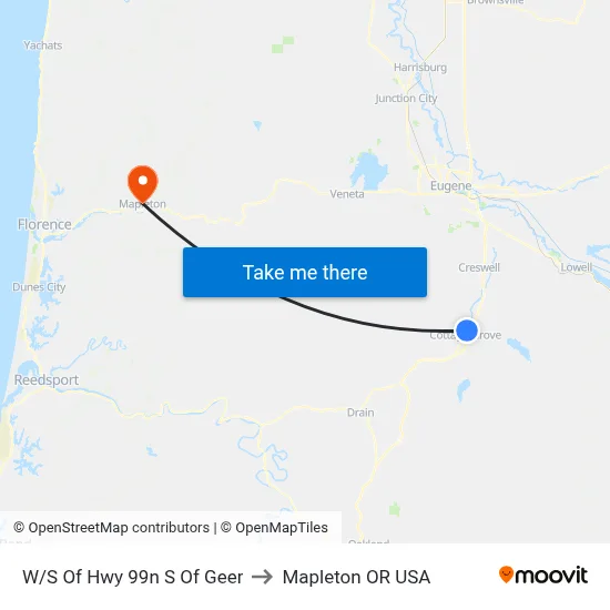 W/S Of Hwy 99n S Of Geer to Mapleton OR USA map