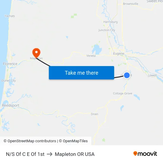 N/S Of C E Of 1st to Mapleton OR USA map