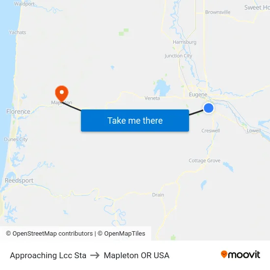 Approaching Lcc Sta to Mapleton OR USA map