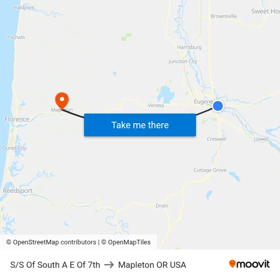 S/S Of South A E Of 7th to Mapleton OR USA map