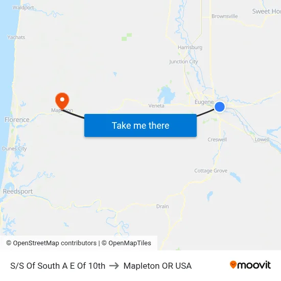 S/S Of South A E Of 10th to Mapleton OR USA map