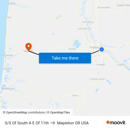 S/S Of South A E Of 11th to Mapleton OR USA map