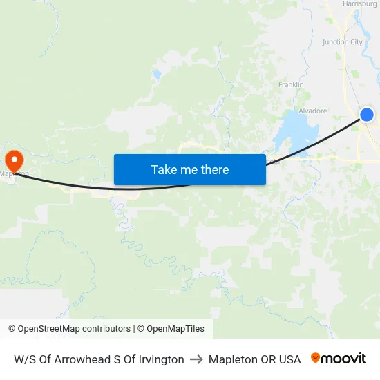 W/S Of Arrowhead S Of Irvington to Mapleton OR USA map