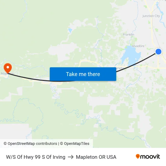 W/S Of Hwy 99 S Of Irving to Mapleton OR USA map