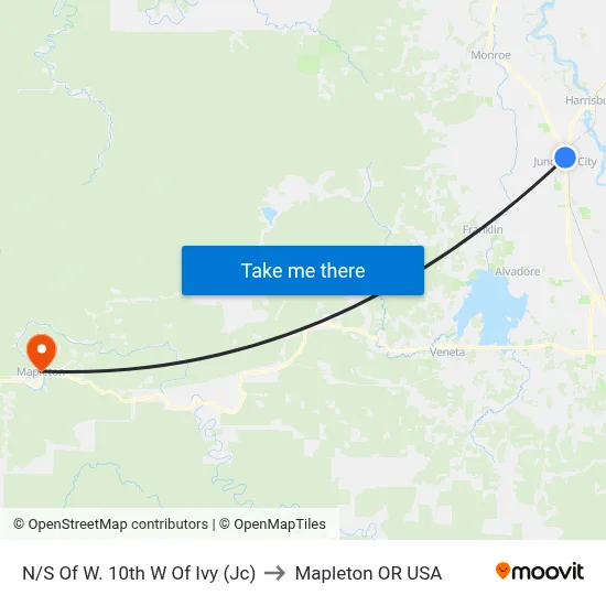 N/S Of W. 10th W Of Ivy (Jc) to Mapleton OR USA map