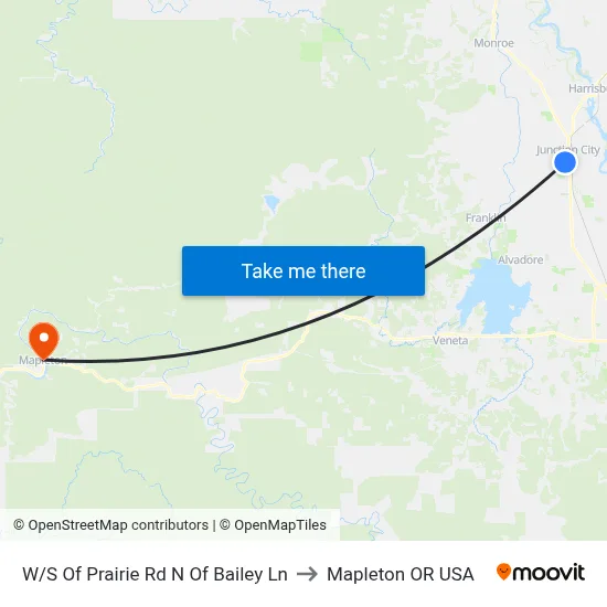W/S Of Prairie Rd N Of Bailey Ln to Mapleton OR USA map