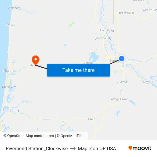 Riverbend Station_Clockwise to Mapleton OR USA map