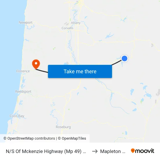 N/S Of Mckenzie Highway (Mp 49) W Of Gravel Road to Mapleton OR USA map