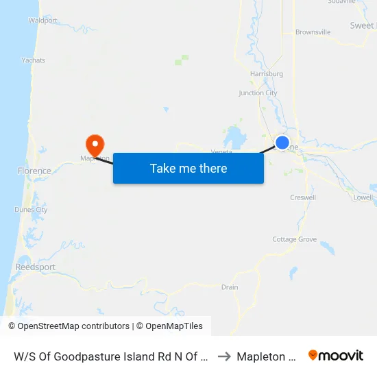 W/S Of Goodpasture Island Rd N Of Delta Ponds Xing to Mapleton OR USA map