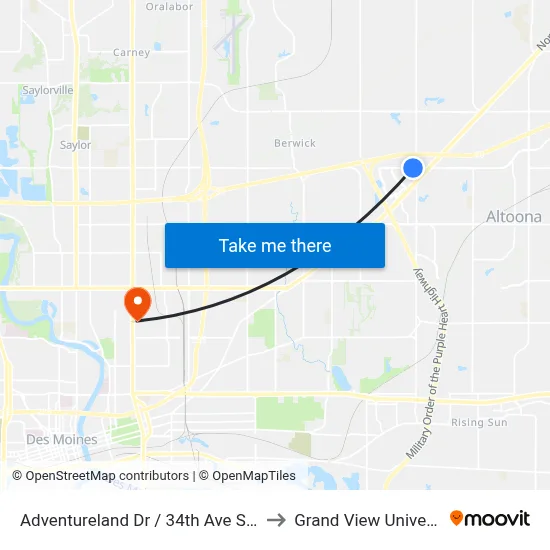 Adventureland Dr / 34th Ave Sw, Alt to Grand View University map