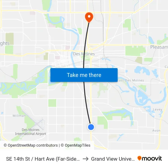 SE 14th St / Hart Ave (Far-Side), Dsm to Grand View University map