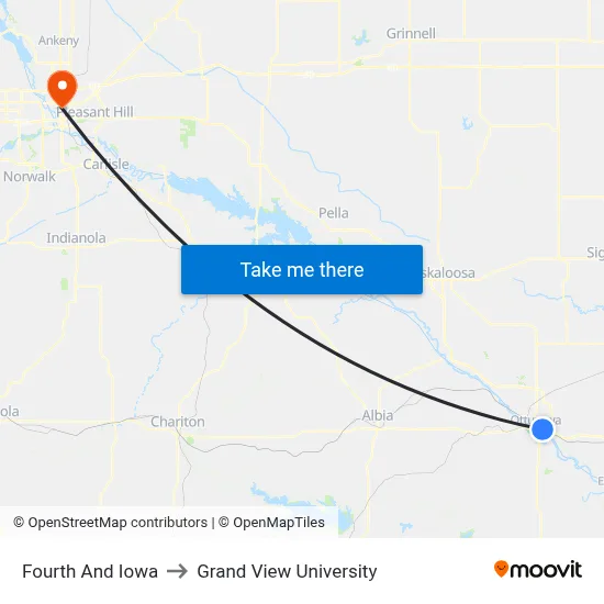 Fourth And Iowa to Grand View University map