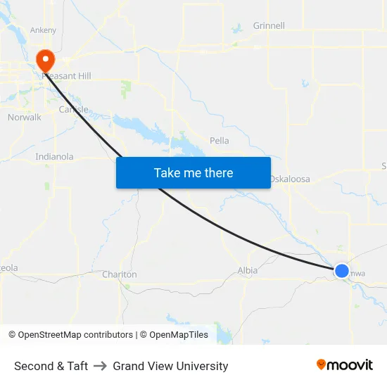 Second & Taft to Grand View University map