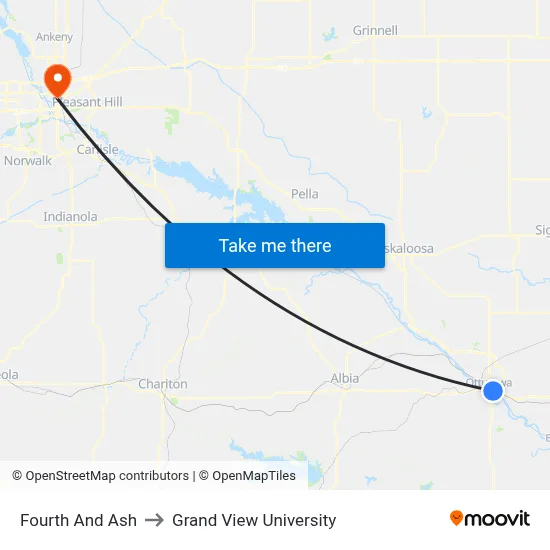 Fourth And Ash to Grand View University map