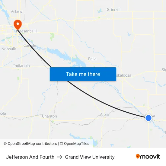 Jefferson And Fourth to Grand View University map