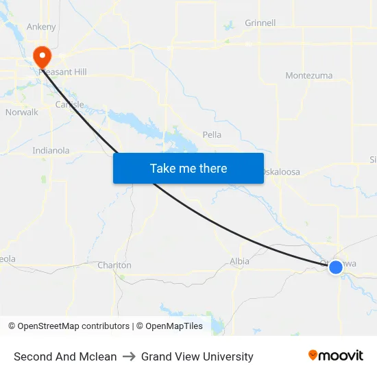 Second And Mclean to Grand View University map