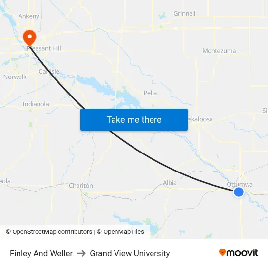 Finley And Weller to Grand View University map